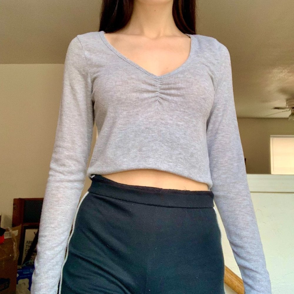 Forever 21 Grey Ruched Chest Top